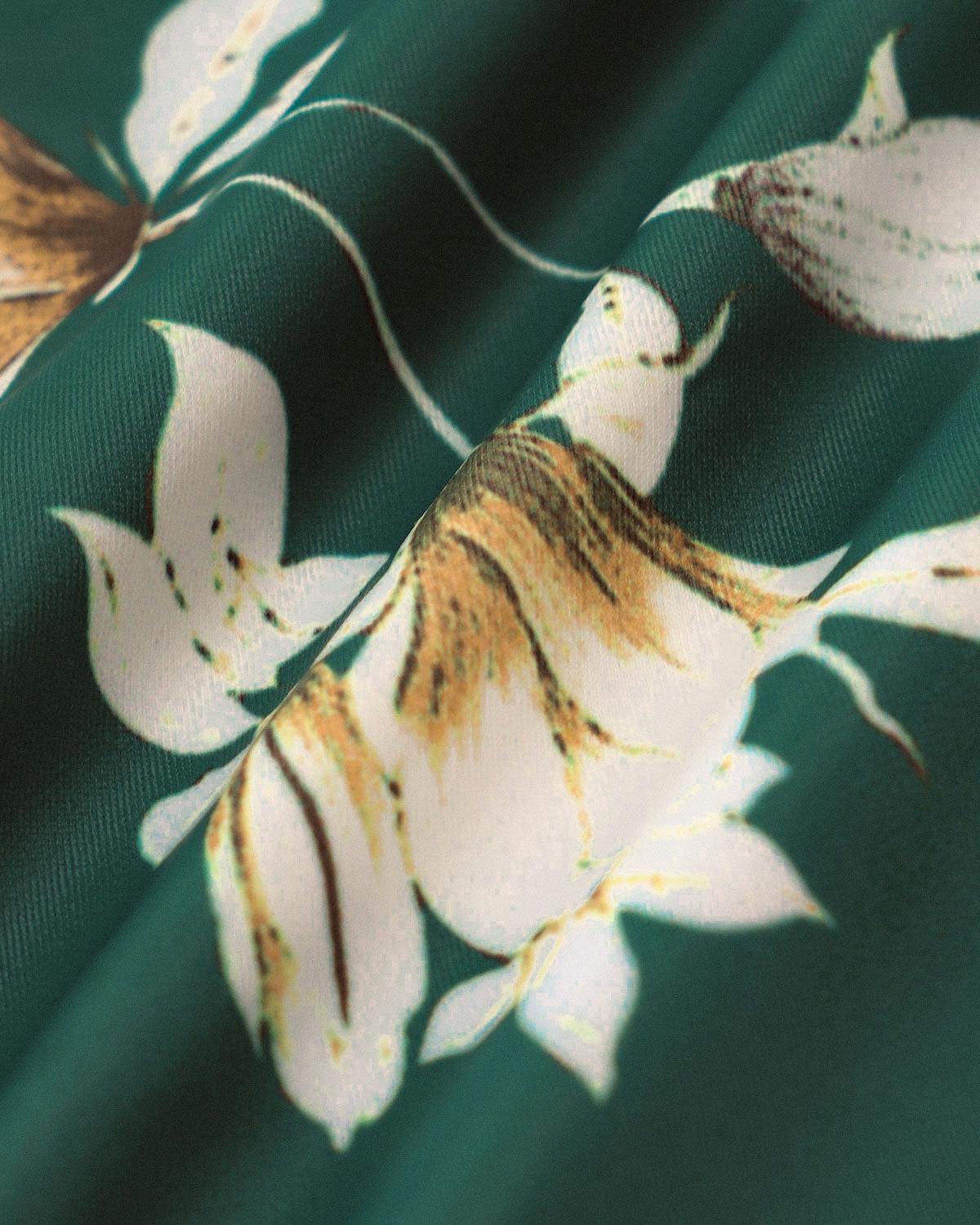 Green Floral Backless One-Piece Swimsuit Product Image