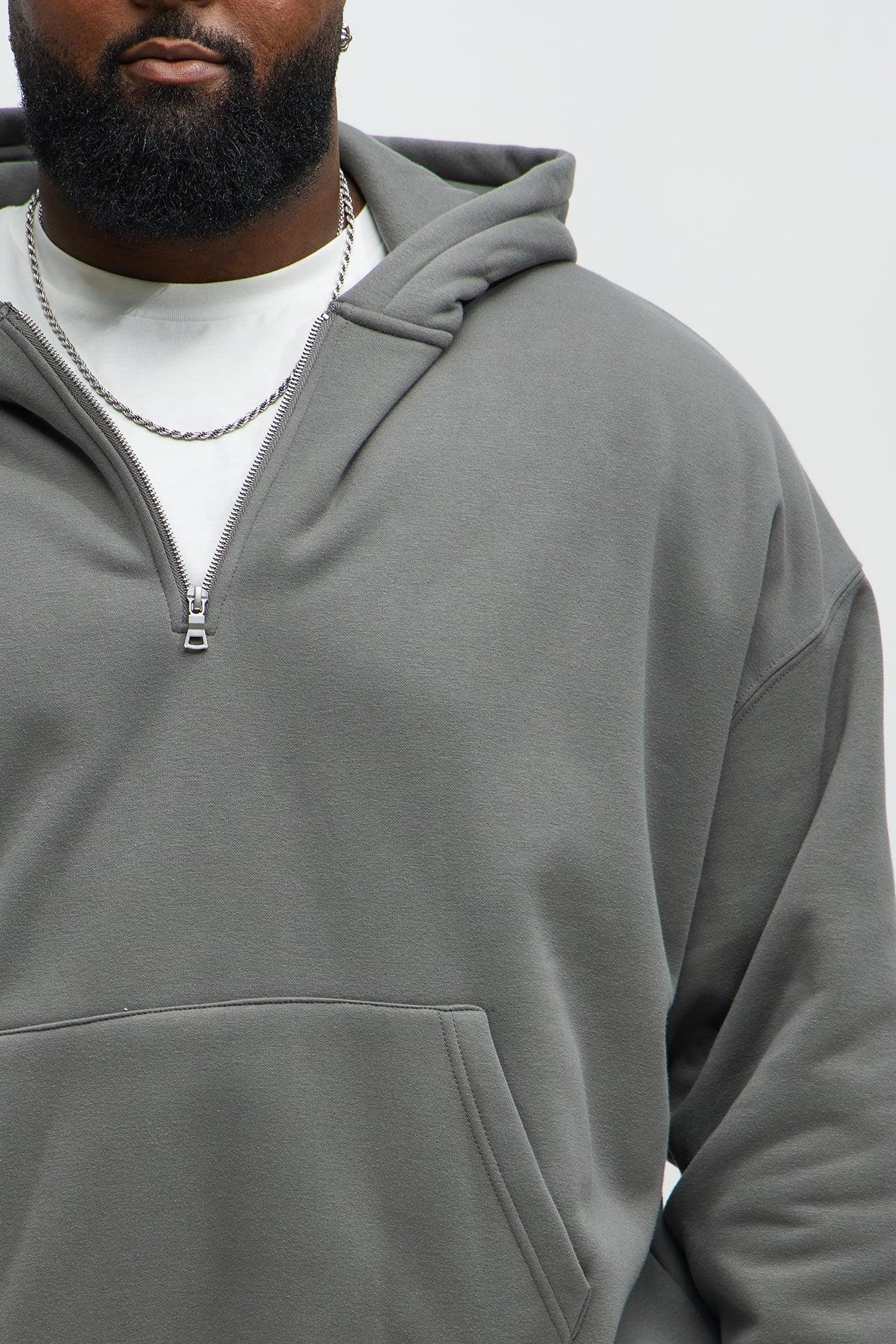 Tyson Oversized Heavyweight Quarter Zip Hoodie - Charcoal Product Image