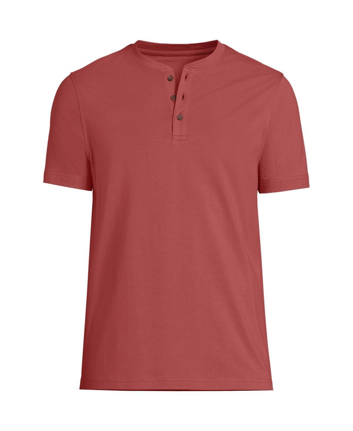 Men's Lands' End Short Sleeve Supima Jersey Henley Top, Size: XXL, Black Product Image