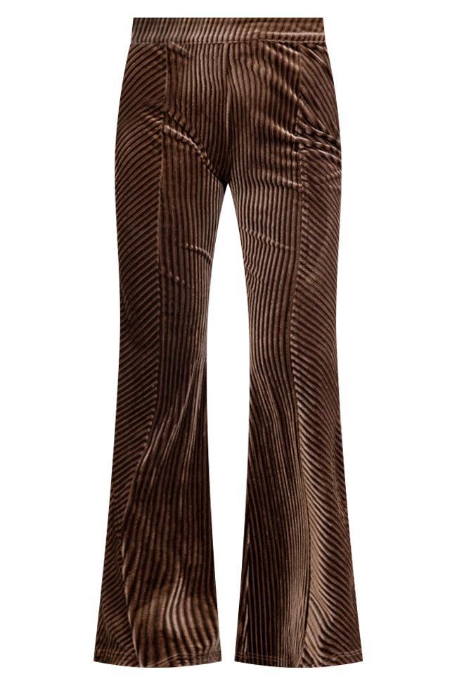 A Trip Downtown Mushroom Velvet Ribbed Flare Pants FINAL SALE Product Image