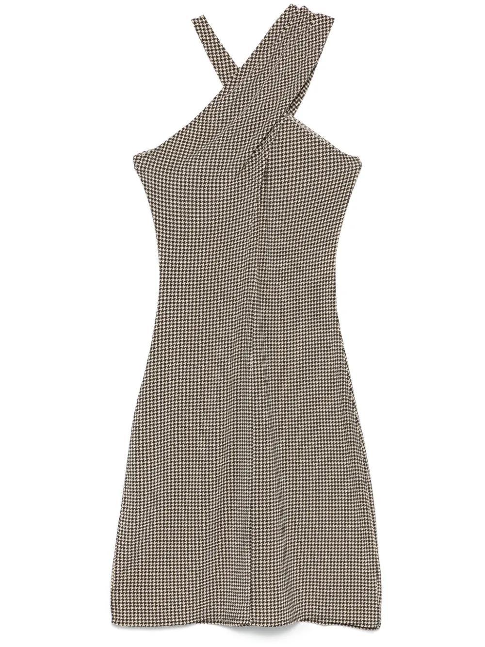 COURRÈGES Criss-cross Jersey Mini Dress In Natural / Mud Brown Product Image
