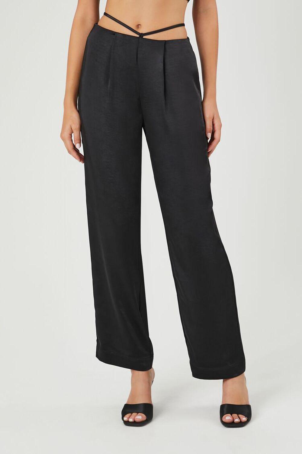 Satin Strappy Mid-Rise Pants | Forever 21 Product Image
