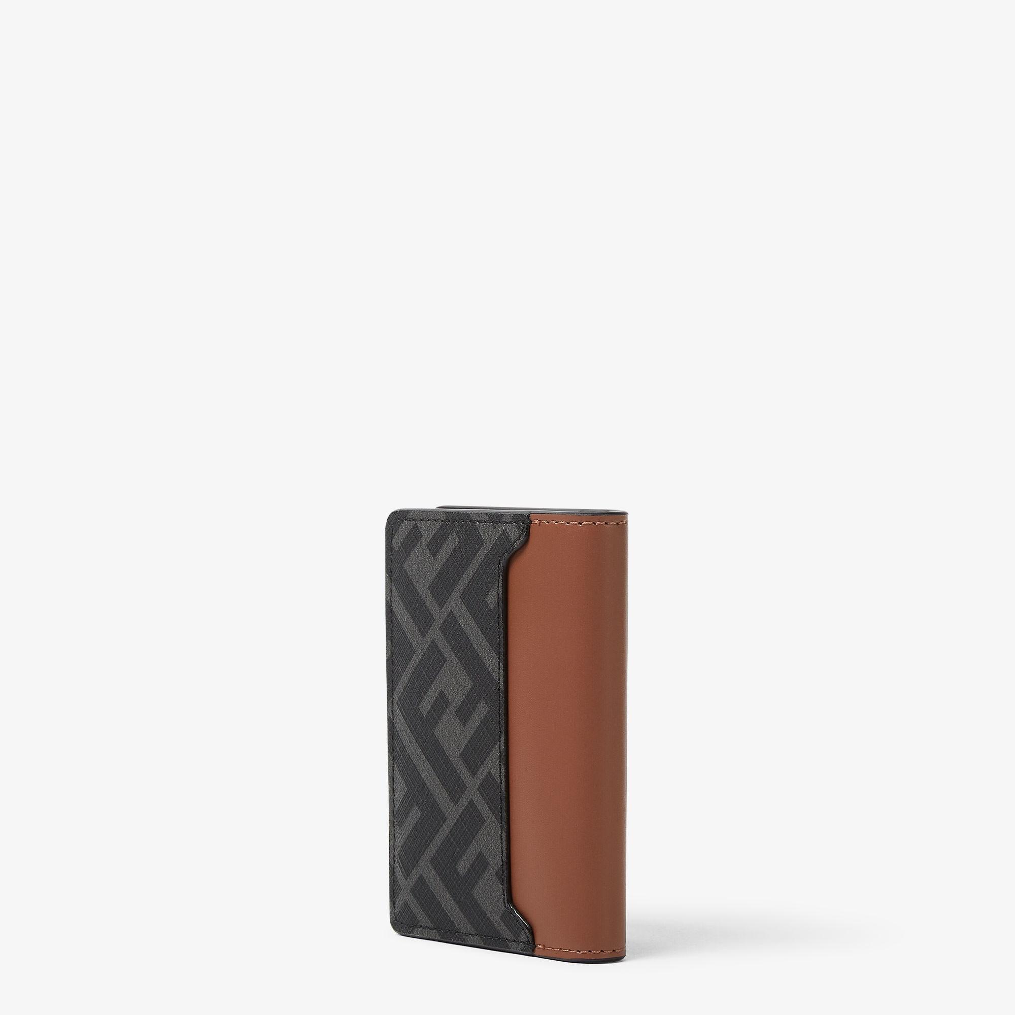 FF Squared Card HolderBrown leather and black FF Canvas card holder Product Image