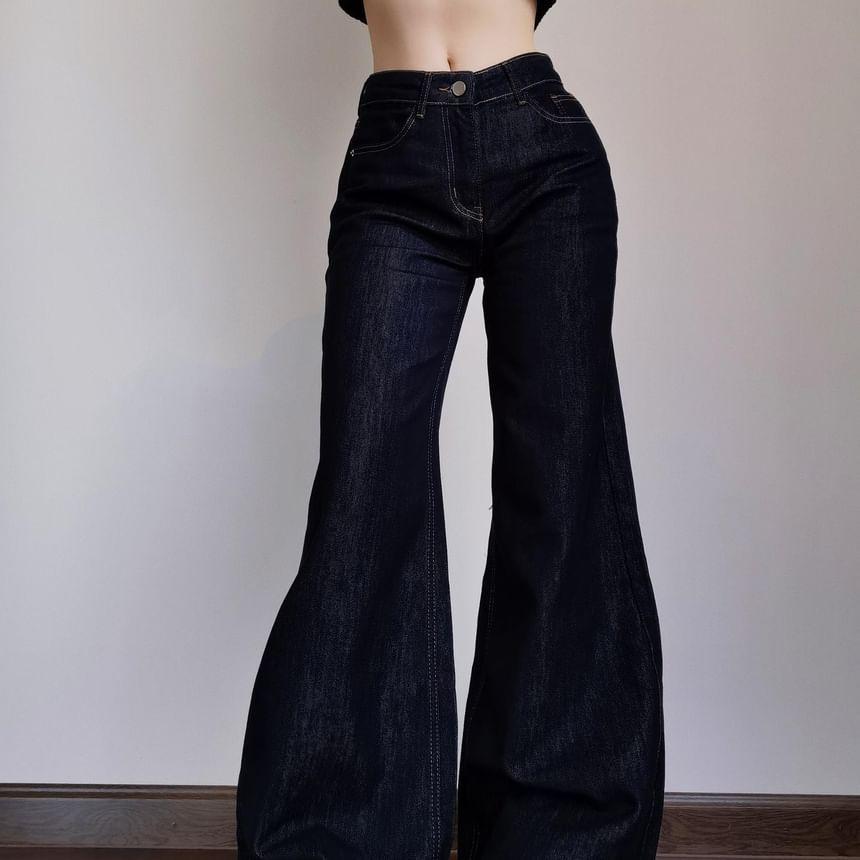 High Waist Wide Leg Jeans (Various Designs) Product Image