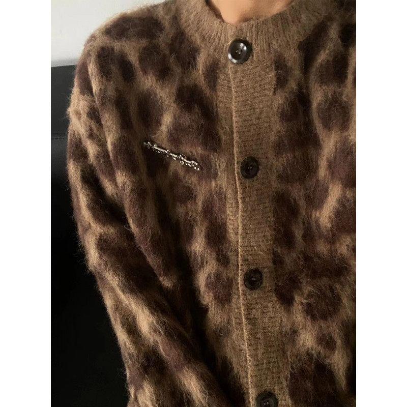 Crew Neck Patterned Cardigan Product Image