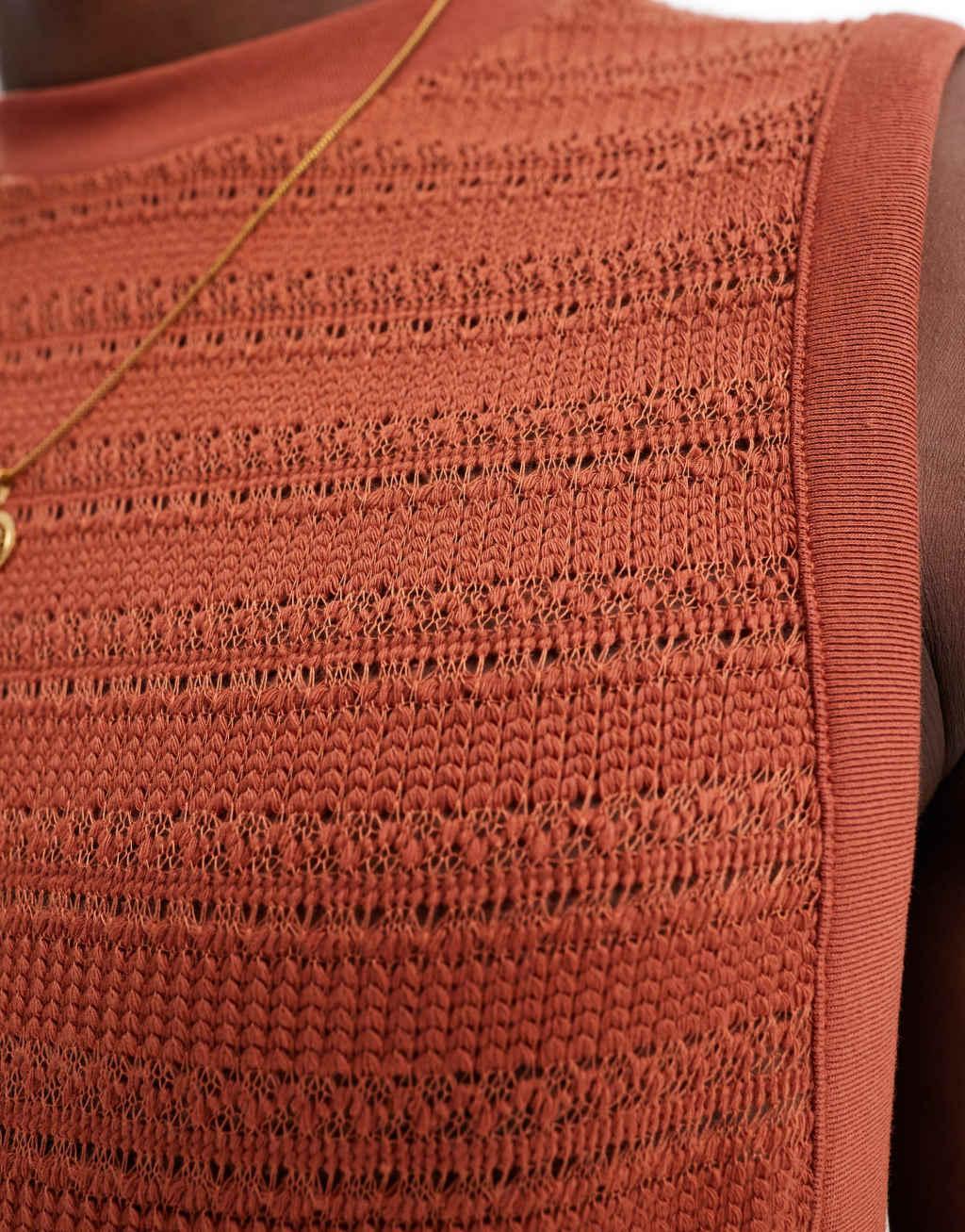 ASOS DESIGN relaxed tank top in brown fabric Product Image