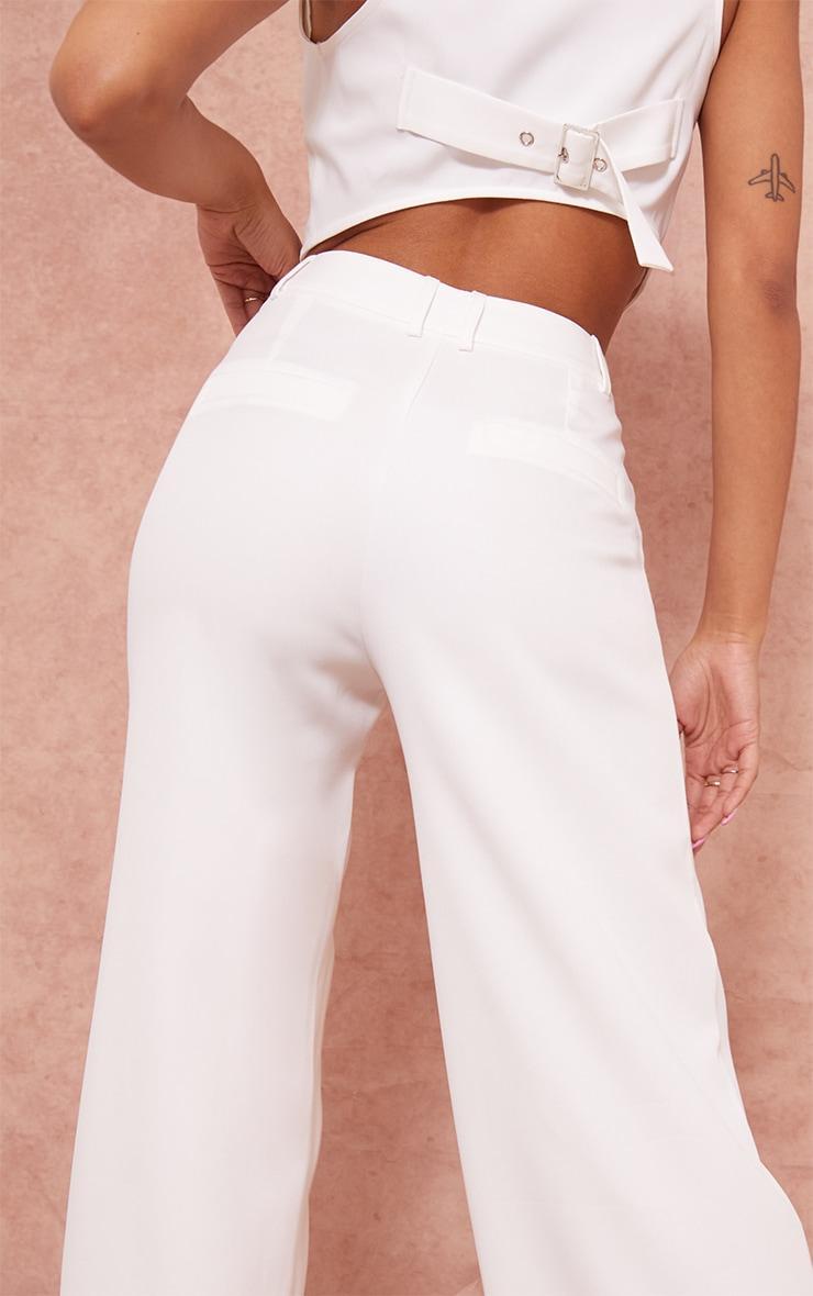 White Woven Double Belt Loop Suit Pants Product Image