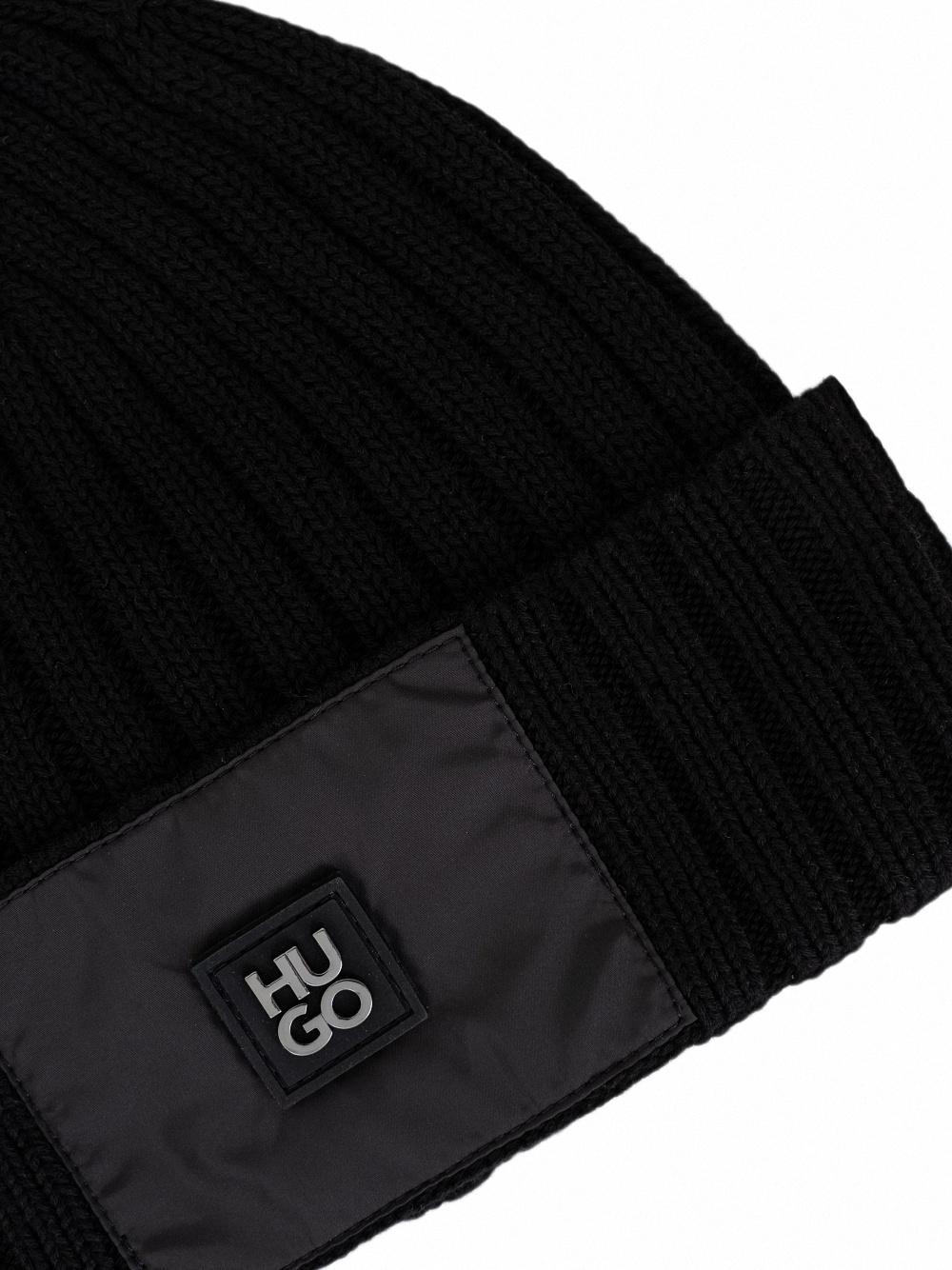 HUGO BOSS Rib Knitted Hat In Black Product Image