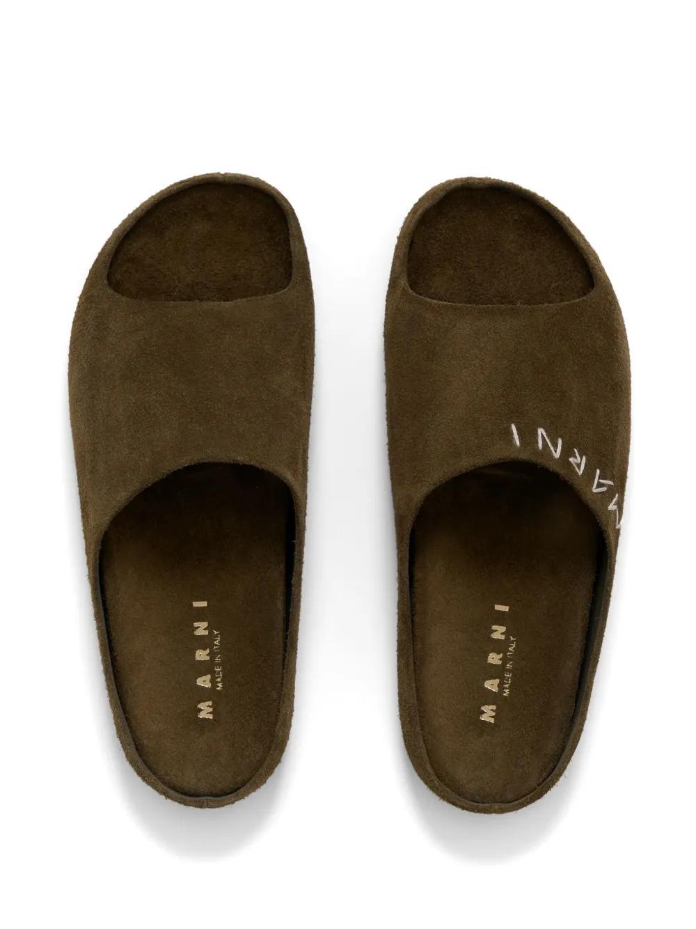 logo-embroidered suede slides  Product Image