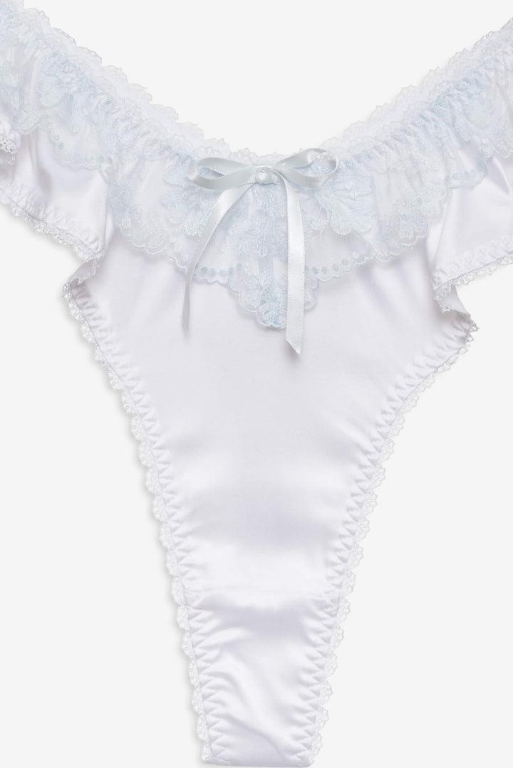 Sweetheart Ruffle Thong Panty — White Product Image