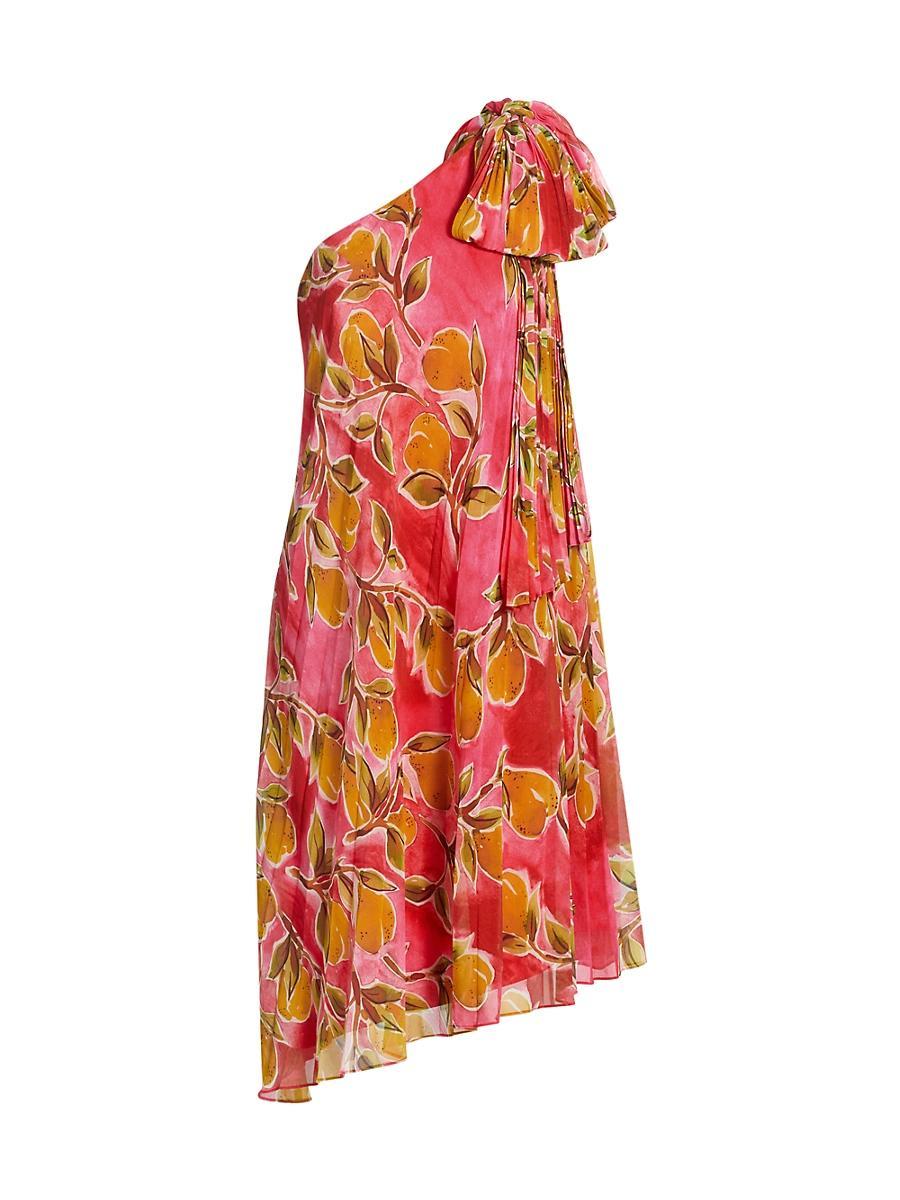 Womens One-Shoulder Printed Georgette Cocktail Dress Product Image