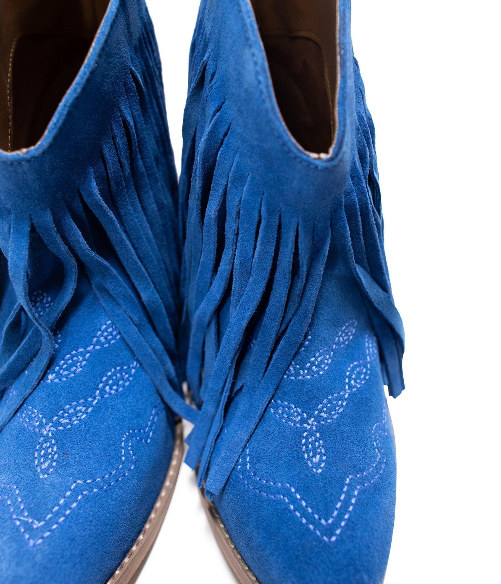 Amos Fringe Ankle Bootie in Blue Suede (Online Exclusive) Product Image