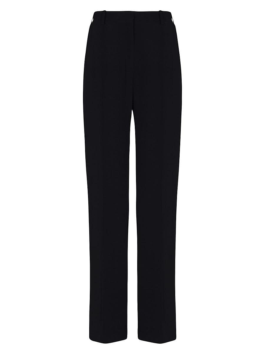 Womens Cotton-Blend Crepe Tailored Straight-Leg Pants Product Image