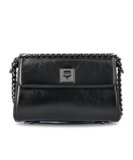 VALENTINO GARAVANI Valentino Logo Plaque Foldover Shoulder Bag In Black Product Image