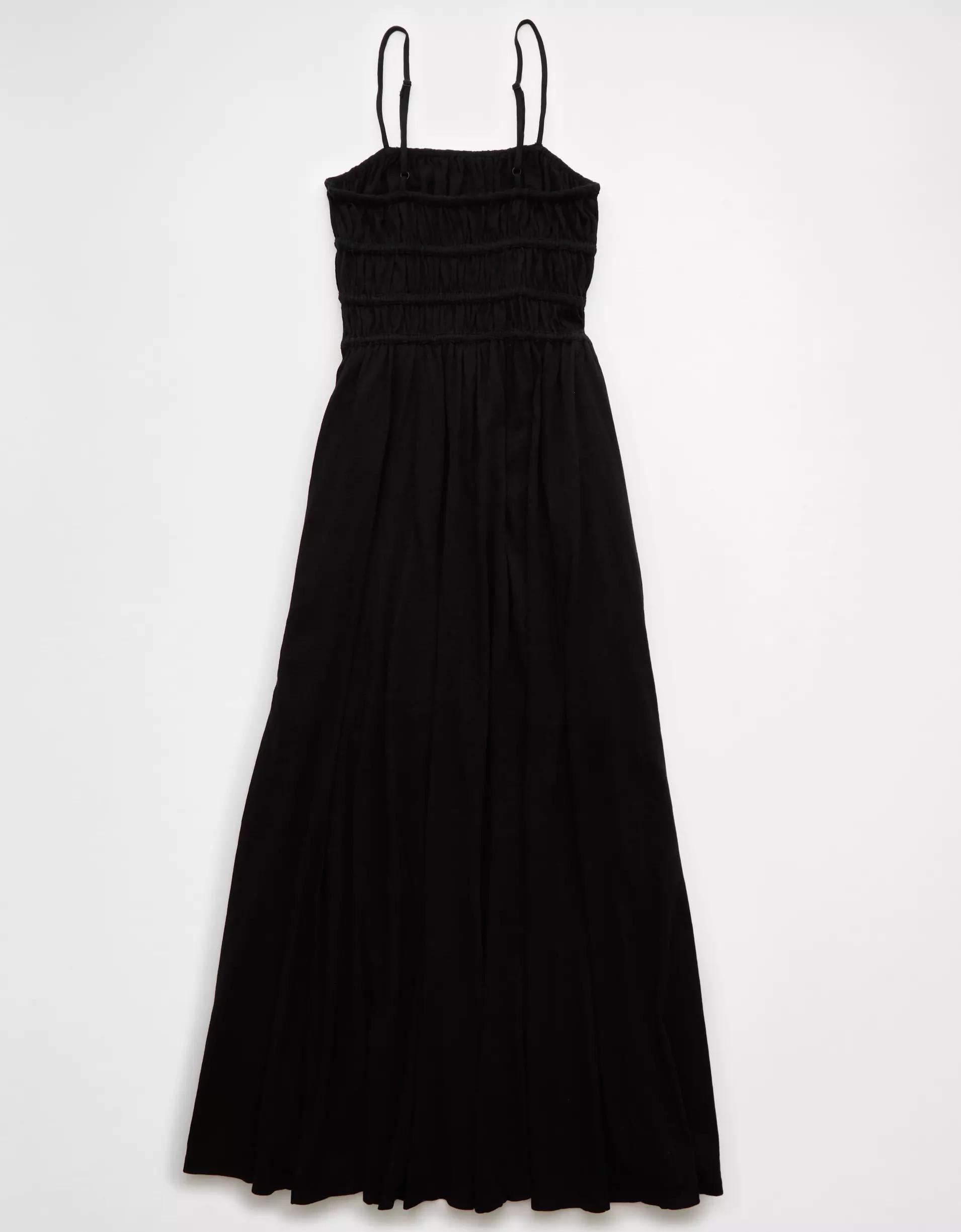 AE Sunchaser Knit Smocked Bodice Striped Midi Dress Product Image