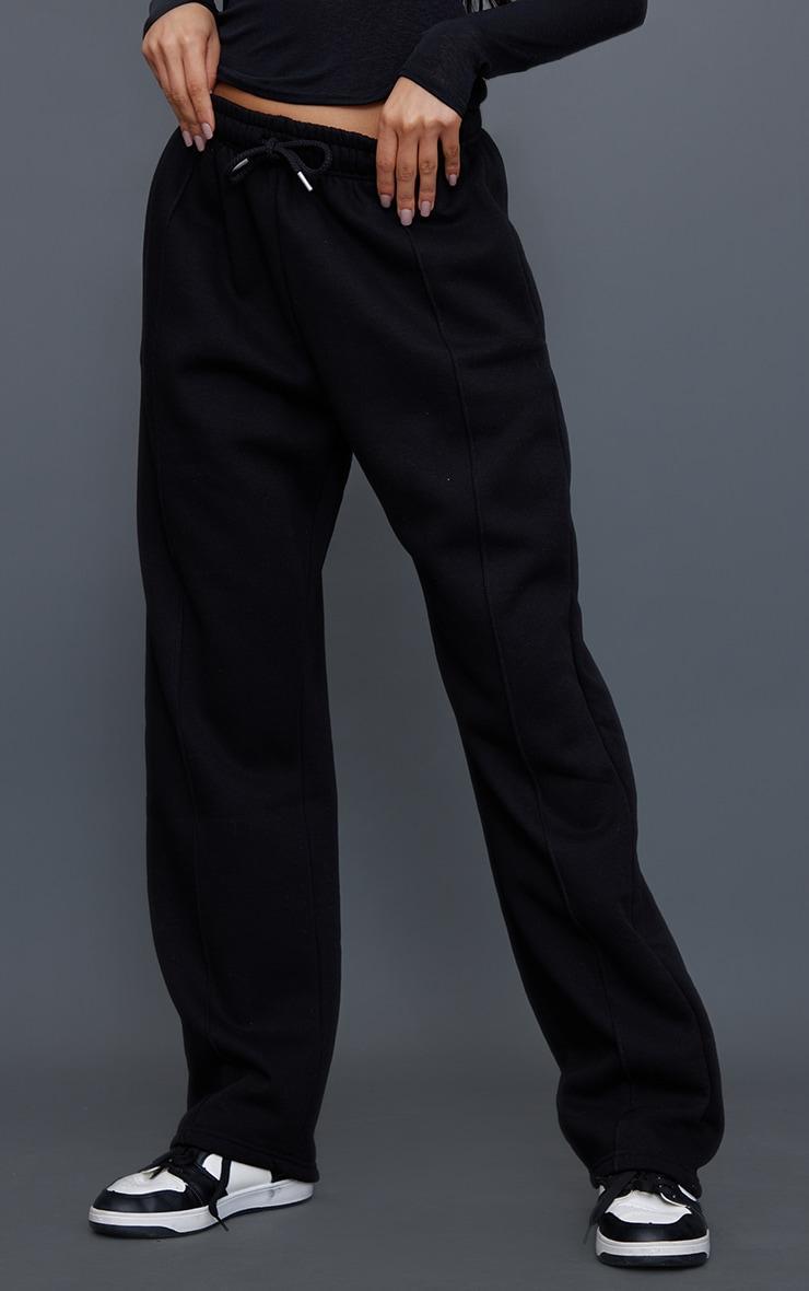 Black Basic Wide Leg Sweatpants Product Image