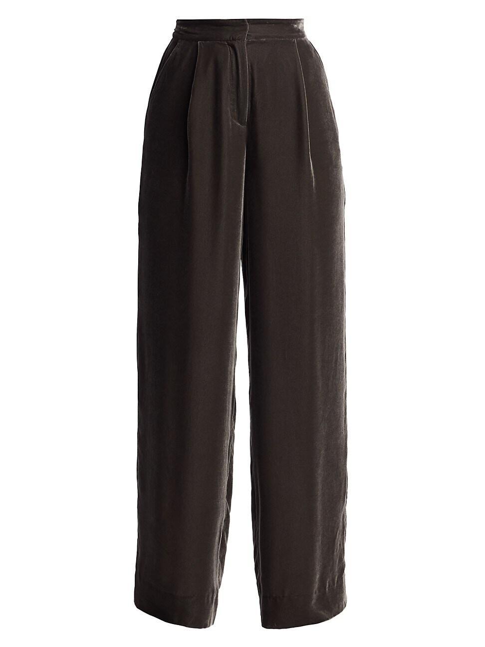 High-Rise Velvet Wide-Leg Pants Product Image