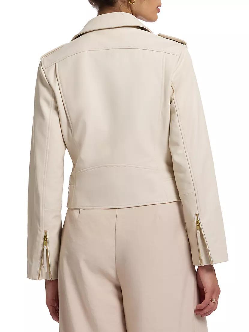Clara Chevron-Woven Leather Moto Jacket Product Image