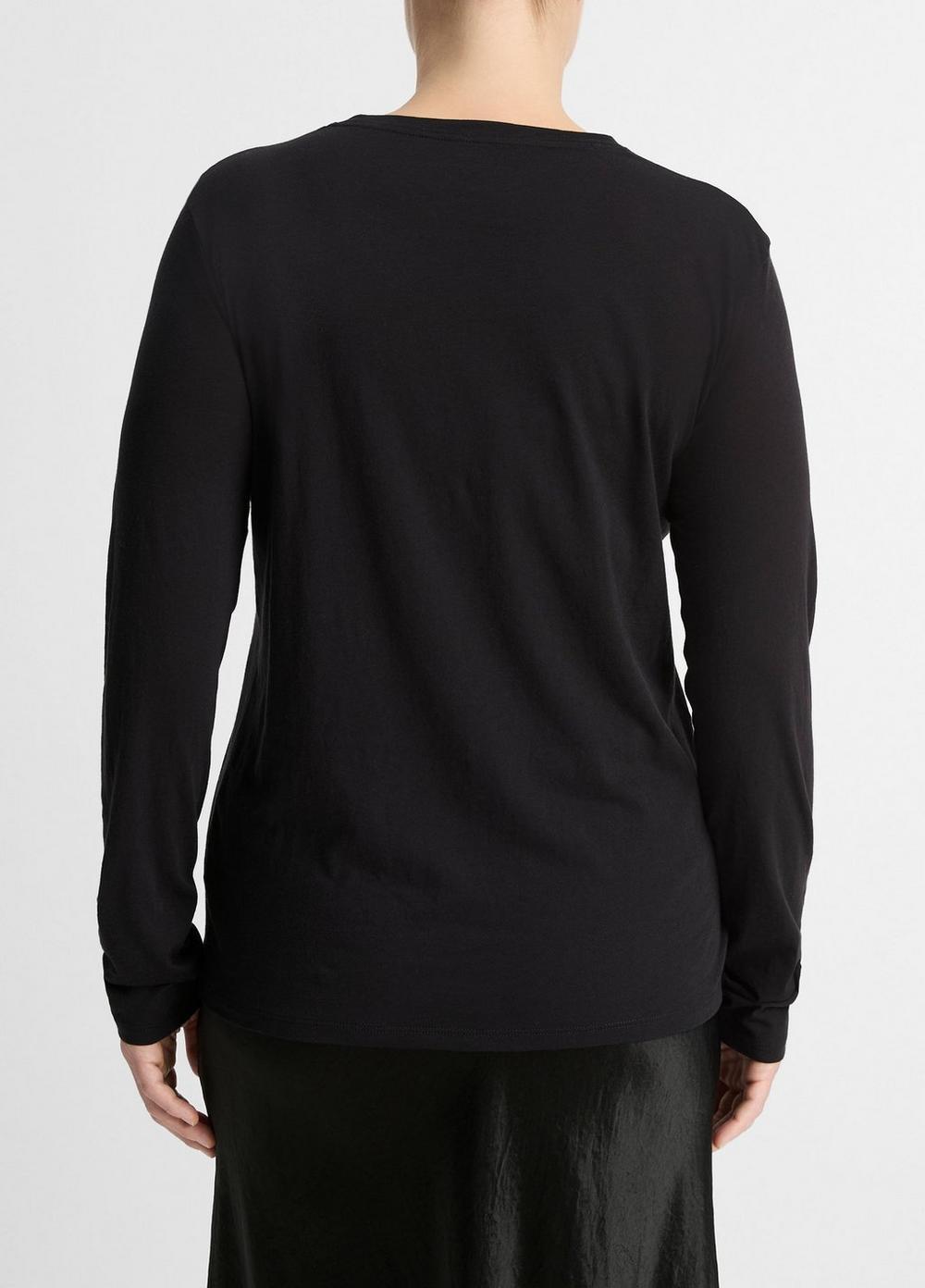 Womens Essential Long Sleeve Crew Neck T-Shirt, Heather Grey, Size XL Vince Product Image
