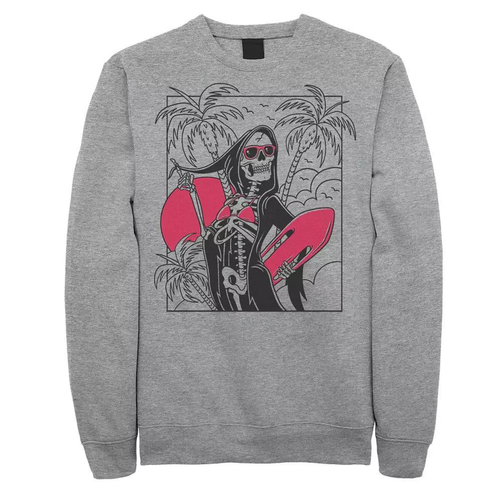 Men's Grim Reaper Surfs Up Portrait Fleece, Size: Large, Athletic Grey Product Image