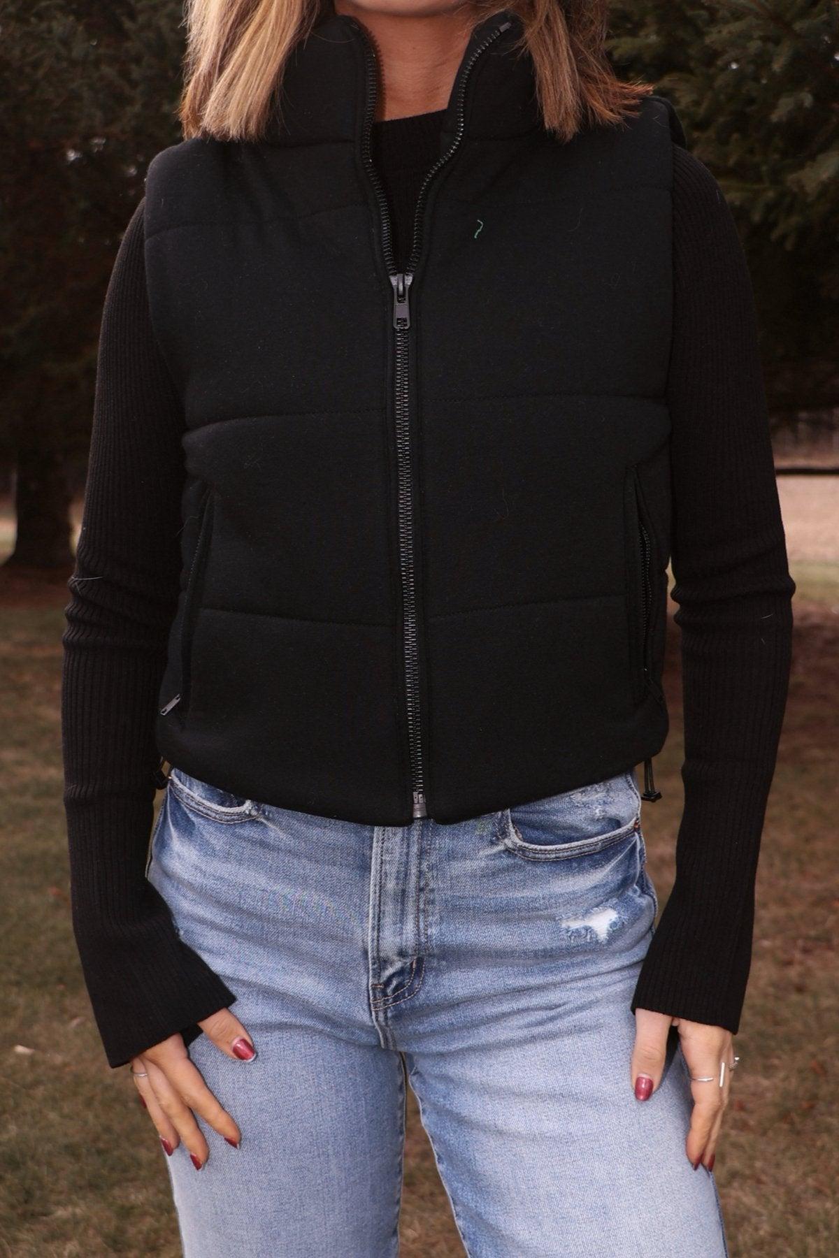 Say No More Black Puffer Vest - FINAL SALE Product Image