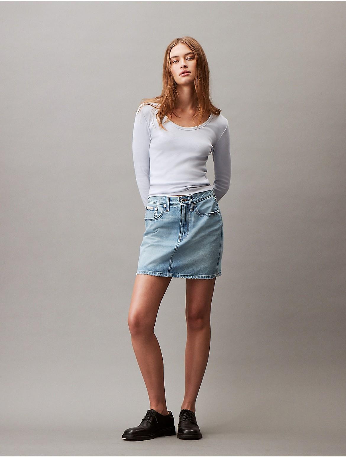 Calvin Klein Women's Cotton Contour Rib Slim Fit Long Sleeve T-Shirt - White - M Product Image