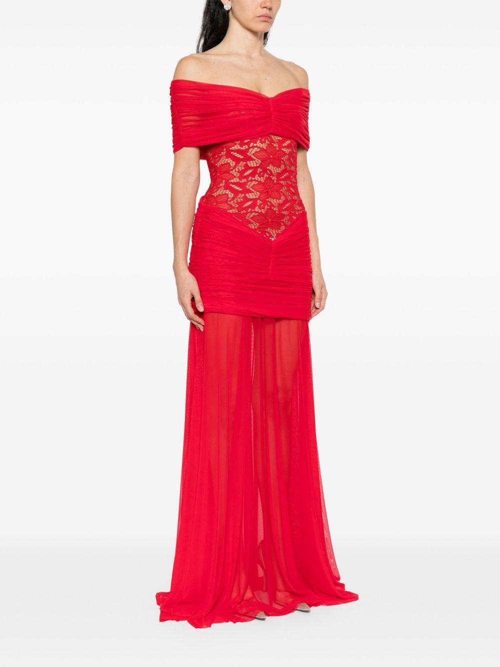 lace-embellished draped maxi dress Product Image
