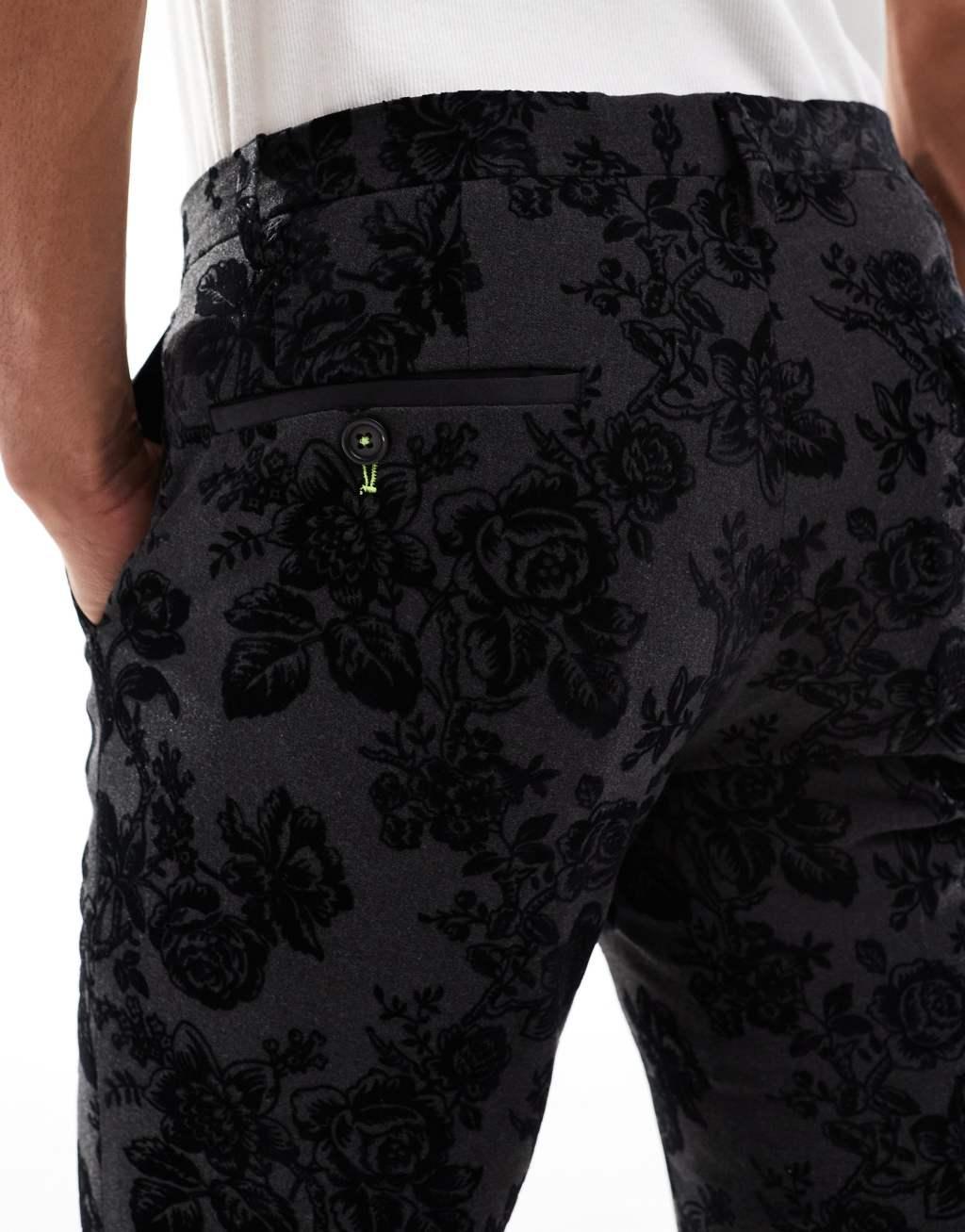 Twisted Tailor Fleet suit pants in black and charcoal floral - part of a set Product Image