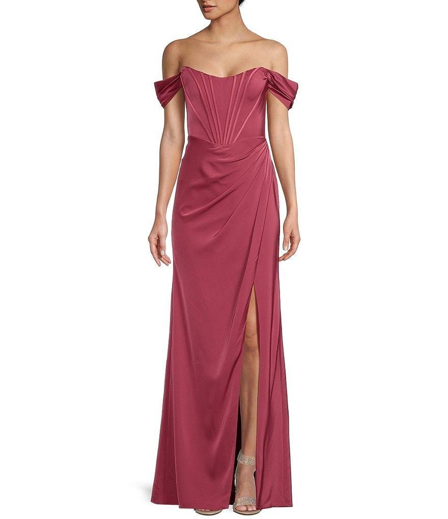 GB Off-The-Shoulder Corset Long Dress Product Image