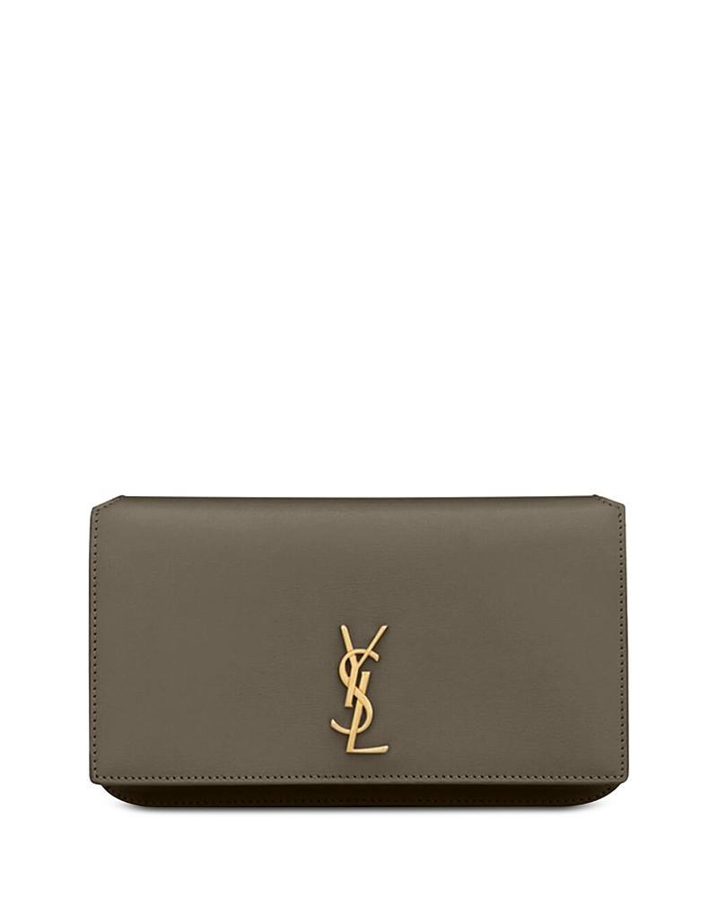 Womens Cassandre Phone Holder with Strap in Shiny Crocodile-Embossed Leather Product Image