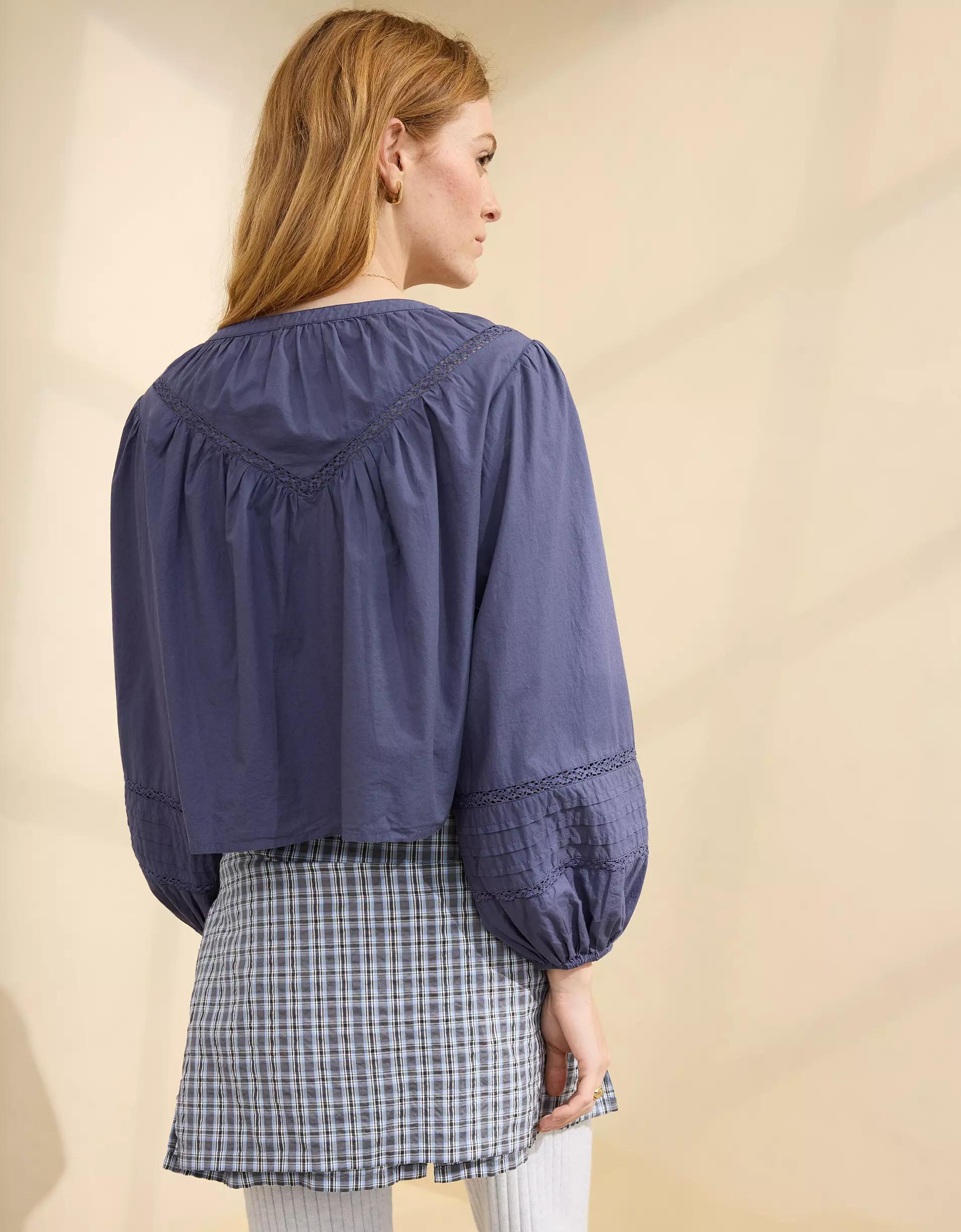 Aerie Long Sleeve Tie Front Top Product Image