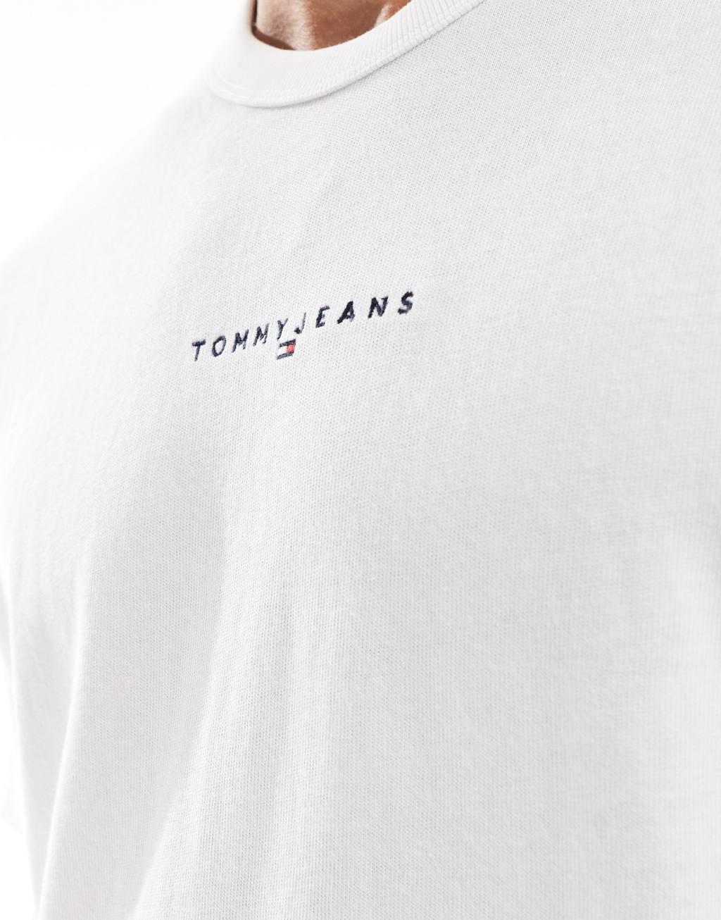 Tommy Jeans chest linear logo T-shirt in white Product Image