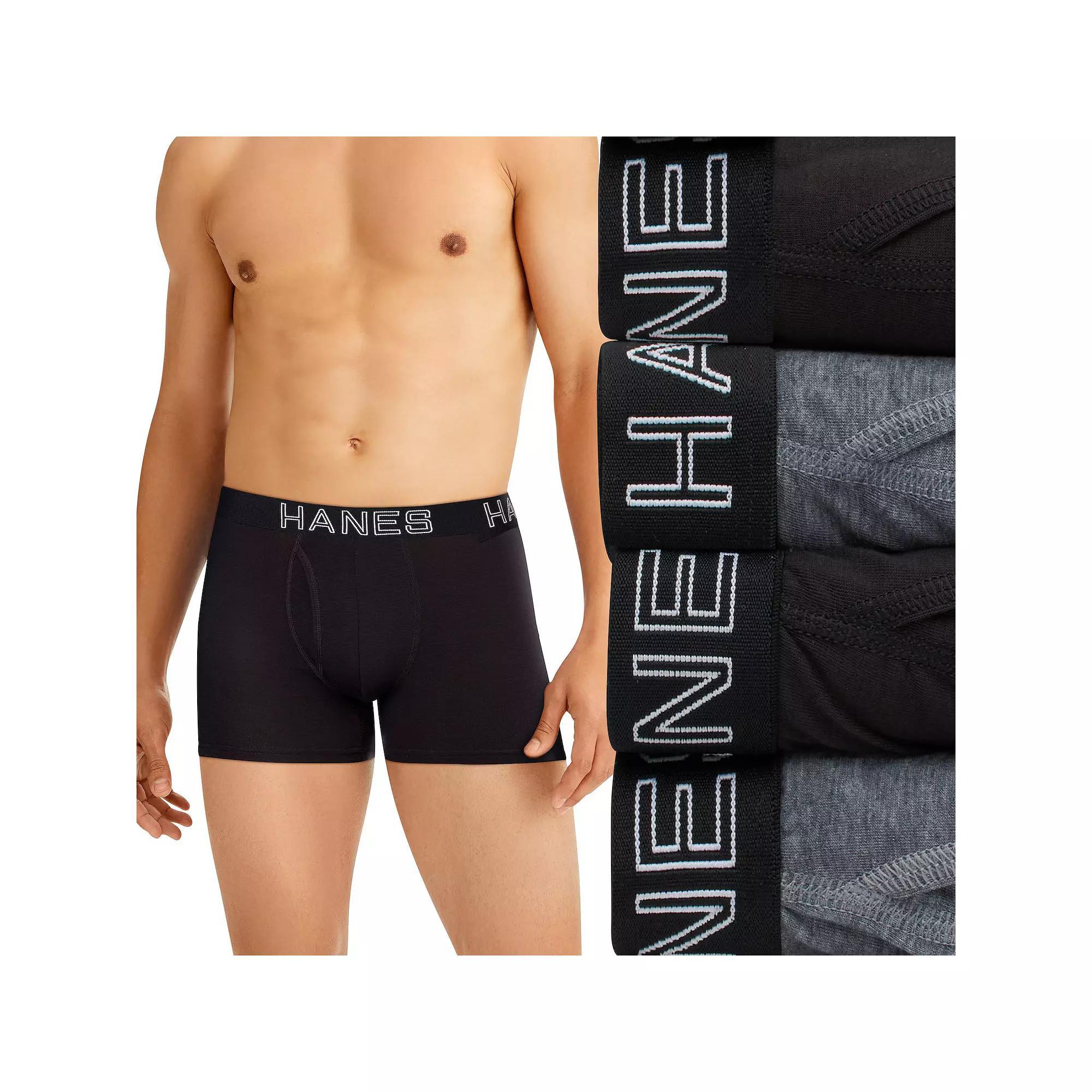 Hanes Ultimate 4-Pack Men's Comfort Flex Fit Total Support Pouch Trunks, Size: XXL, Black Grey Product Image