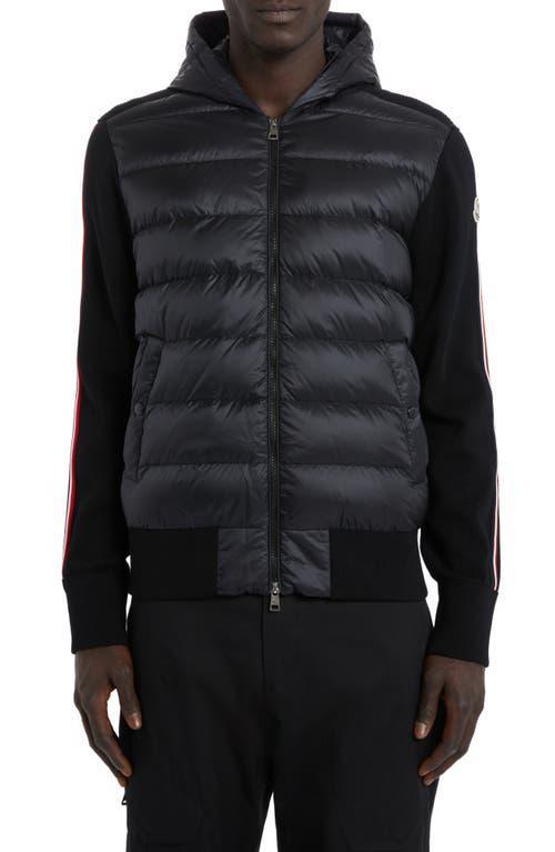 Mens Puffer Body Knit-Sleeve Hooded Jacket Product Image