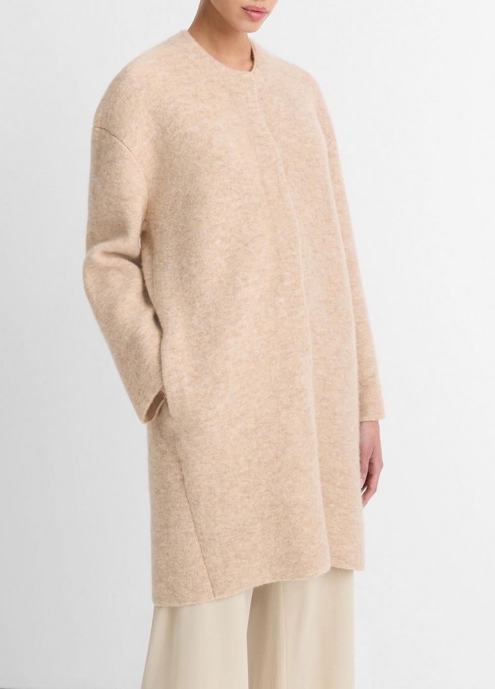Womens Textured Soft Sculpted Car Coat, Medium Heather Grey, Size L Vince Product Image