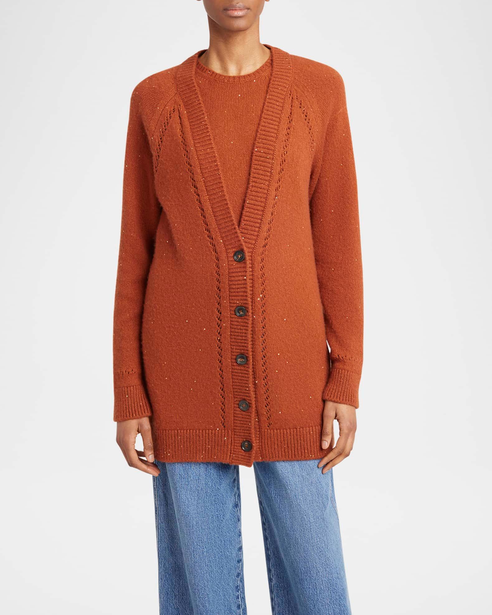 Paillette Cashmere V-Neck Cardigan Product Image