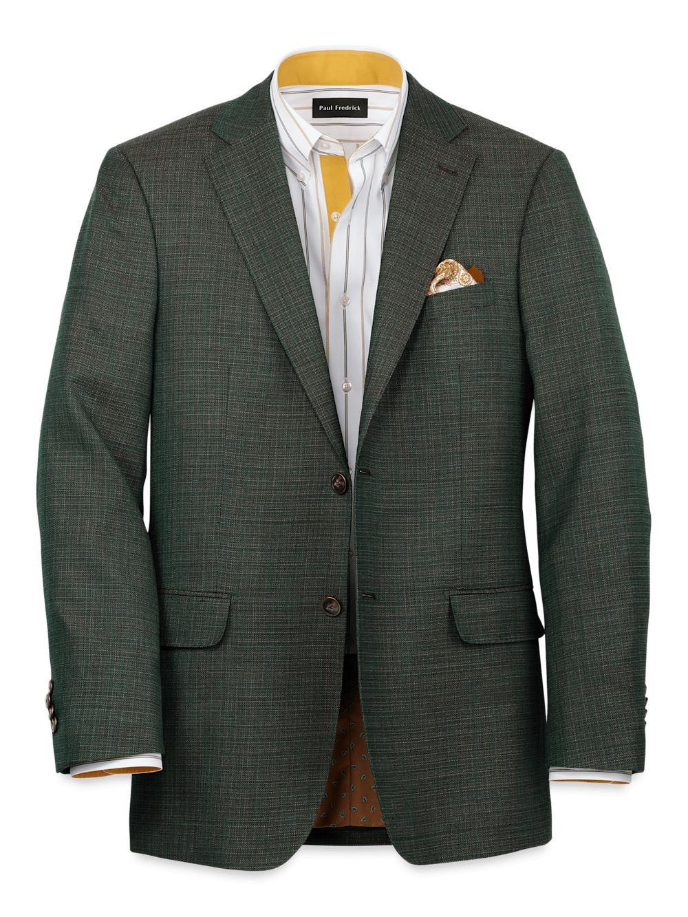 Wool Single Breasted Notch Lapel Sport Coat - Green/tan Product Image
