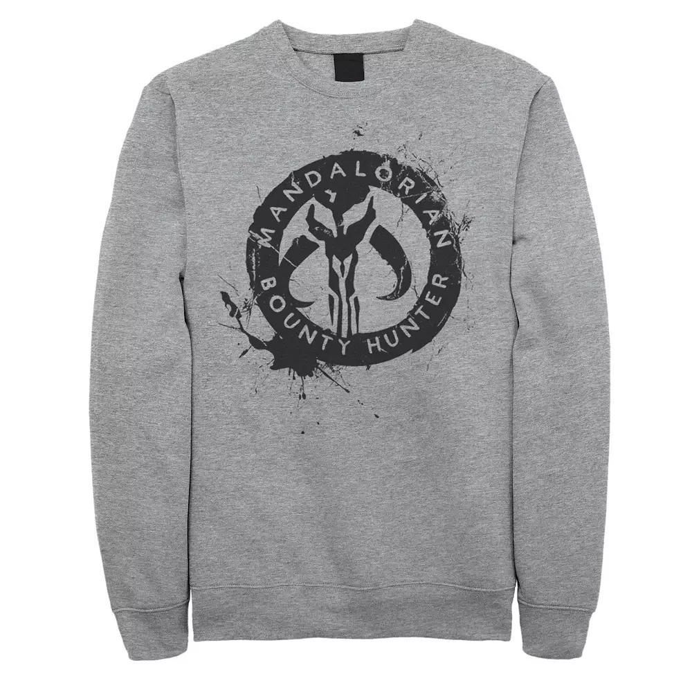 Men's Star Wars The Mandalorian Paint Splatter Emblem Graphic Fleece Pullover, Size: XXL, Athletic Grey Product Image
