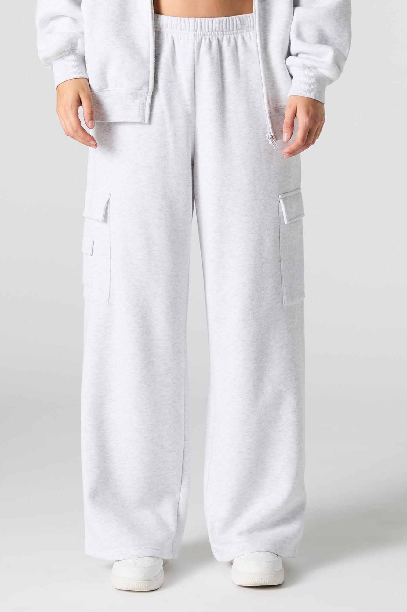 Solid Fleece Wide Leg Cargo Sweatpant Female Product Image