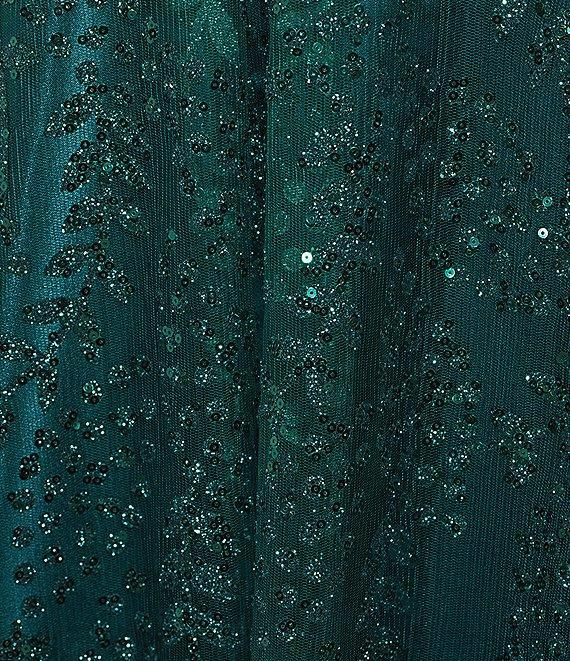 Blondie Nites Plus Size Glitter Dot Pattern Sweetheart Neck Pinch Front Spaghetti Strap Tie Back Ballgown Product Image
