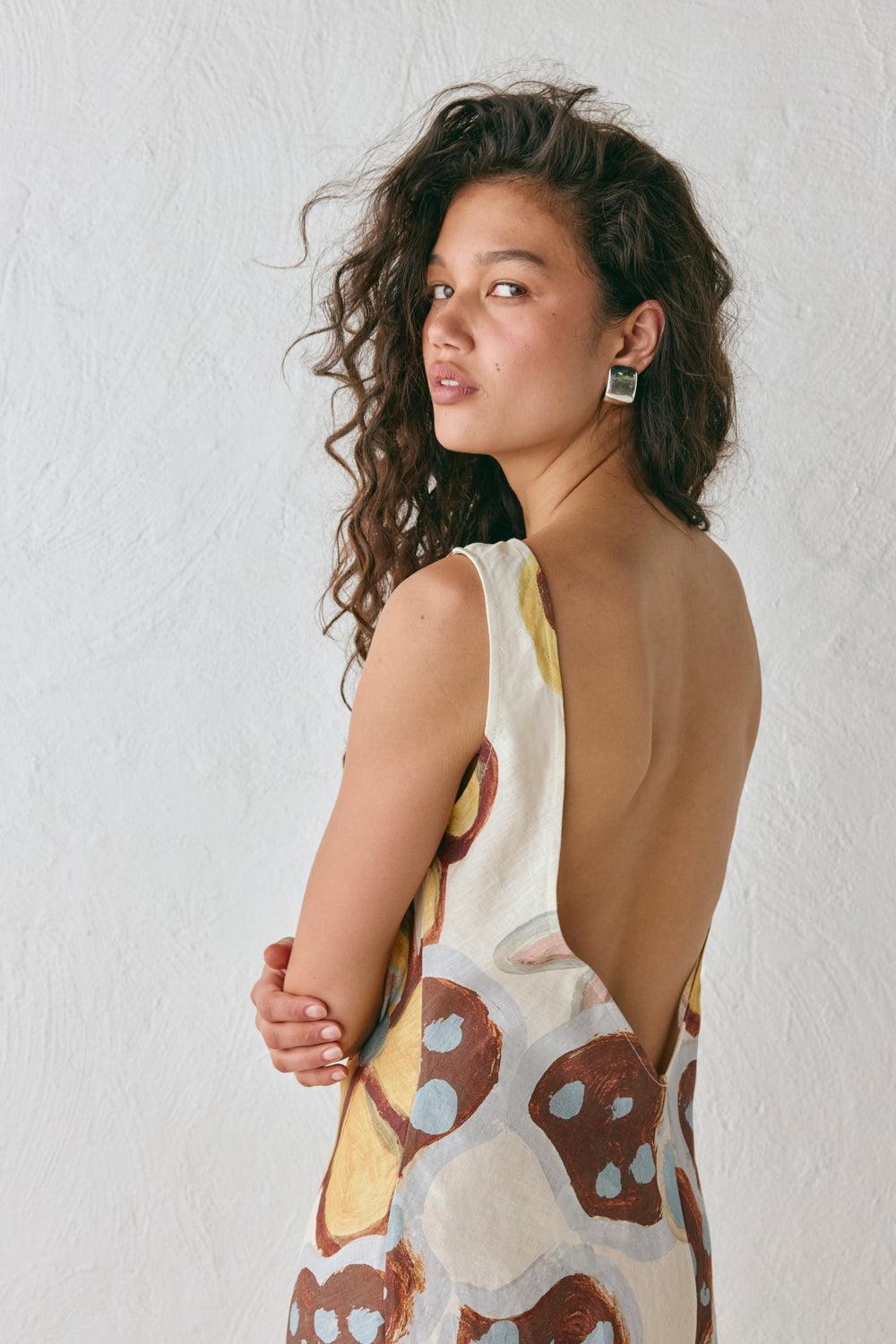 Art Of Bloom Linen Bias Cut Maxi Dress Flower Product Image