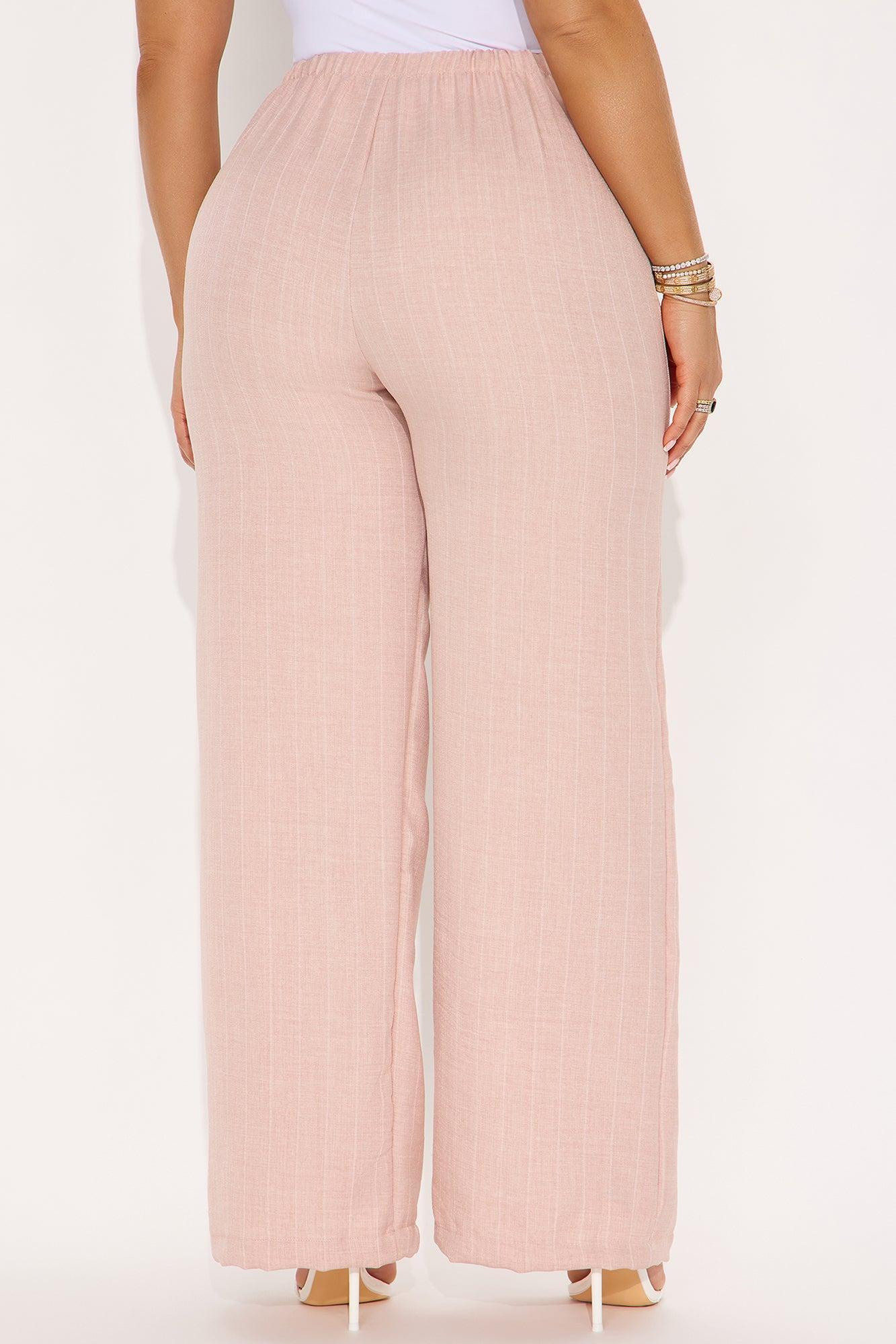 Sonia Pinstripe Twill Wide Leg Trouser - Blush Product Image