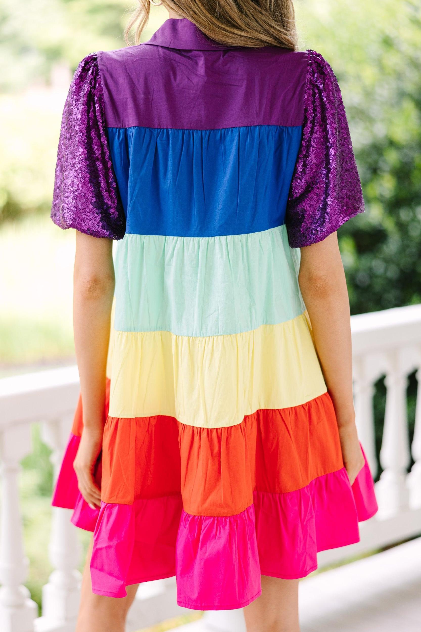 Stay Right There Purple Colorblock Babydoll Dress Female Product Image