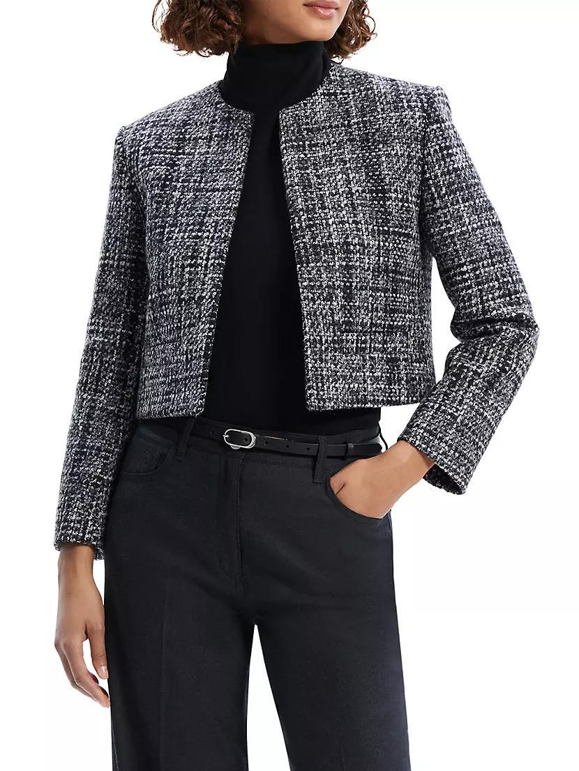 Wool-Blend Tweed Crop Jacket Product Image