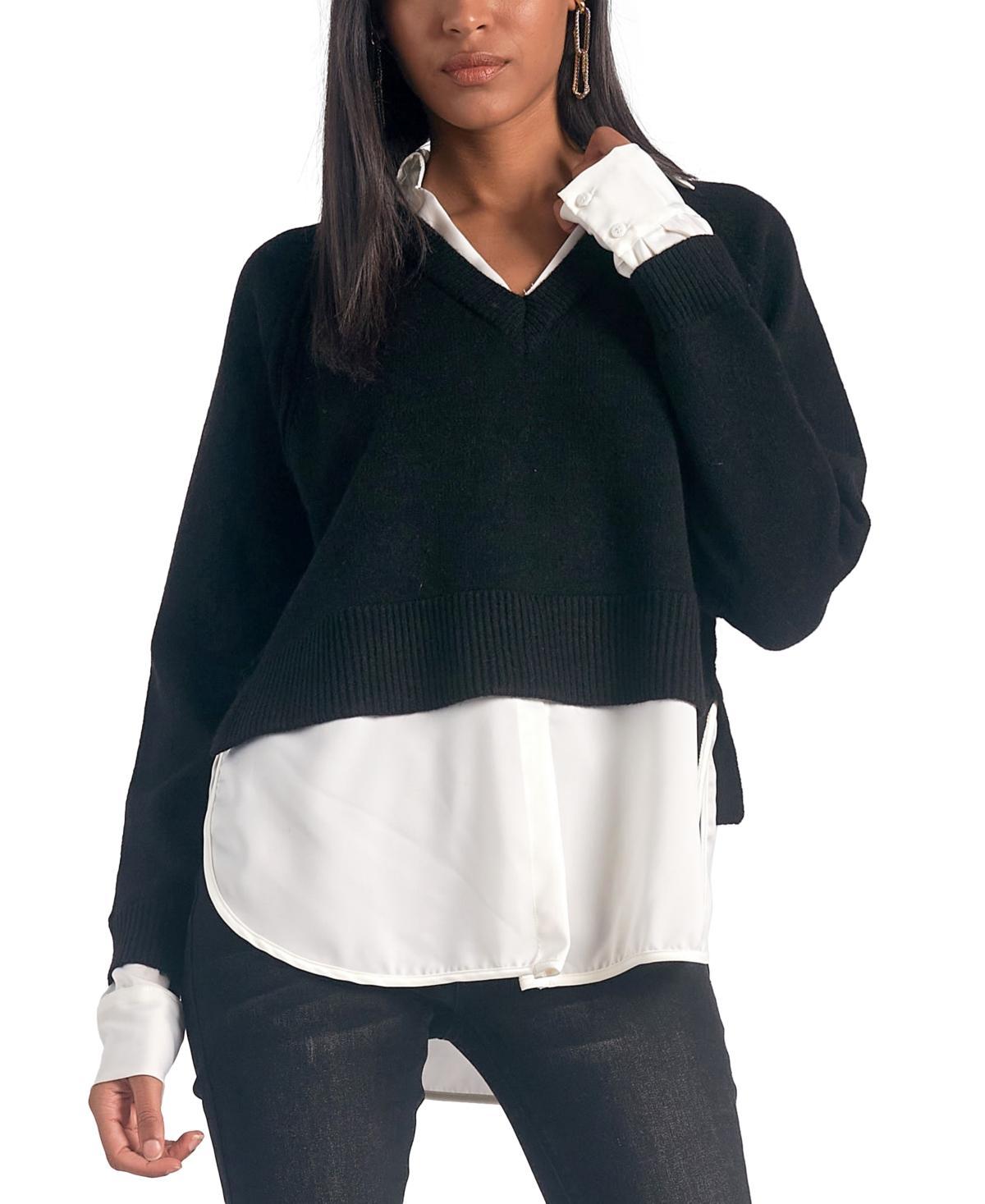 Elan Womens Long-Sleeve Layered-Look Sweater Product Image