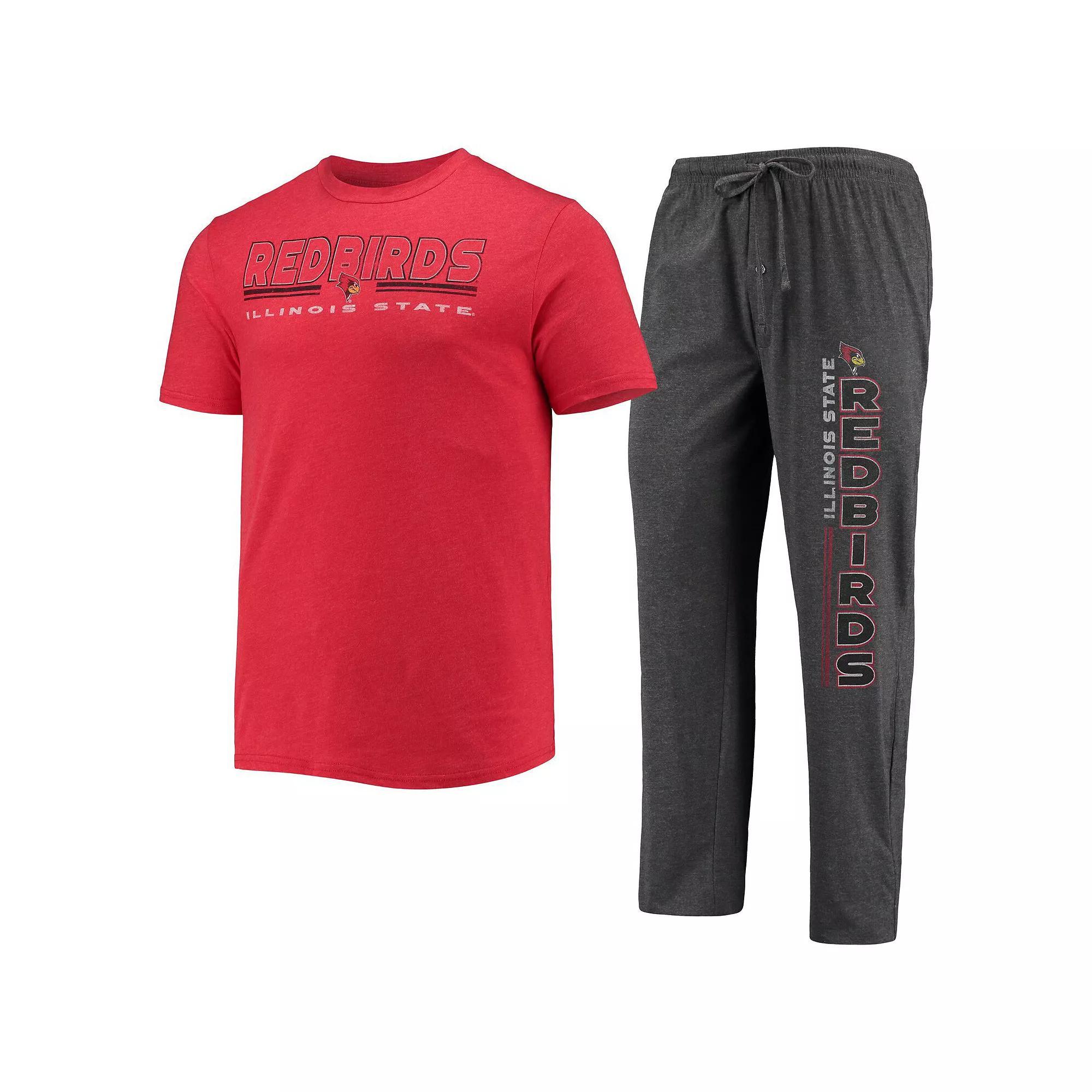 Men's Concepts Sport Heathered Charcoal/Red Illinois State Redbirds Meter T-Shirt & Pants Sleep Set, Size: Small, Ils Charco Product Image