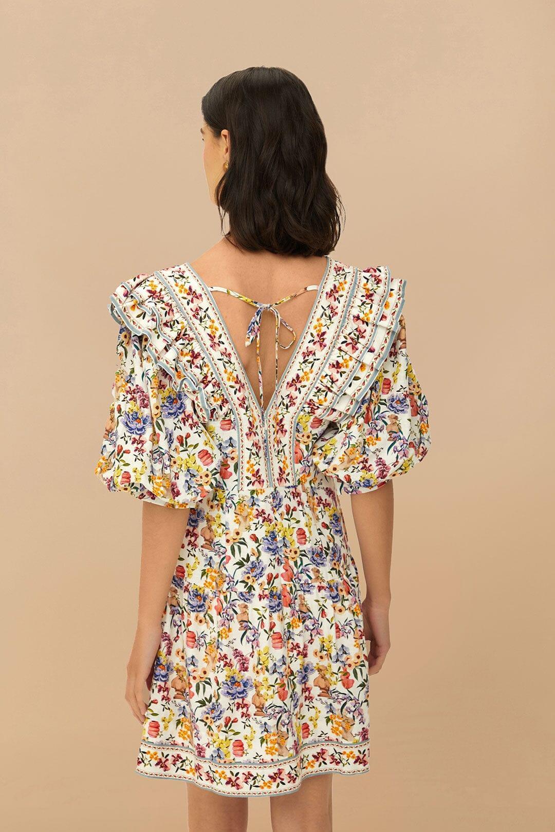 Off-White Greek Garden LENZING™ ECOVERO™ Euroflax™ Mini Dress Product Image