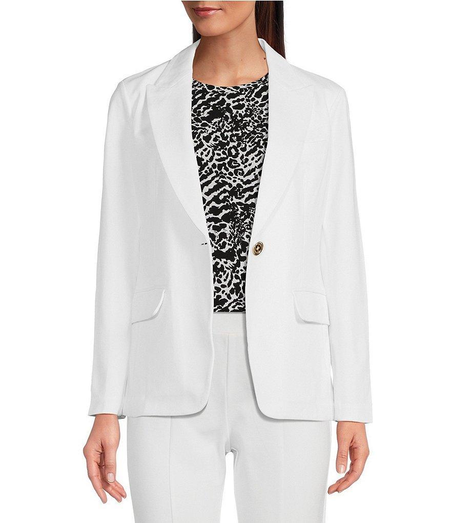 MICHAEL Michael Kors Ponte Knit Notch Lapel Long Sleeve Flap Pocket Button Front Coordinating Blazer Product Image
