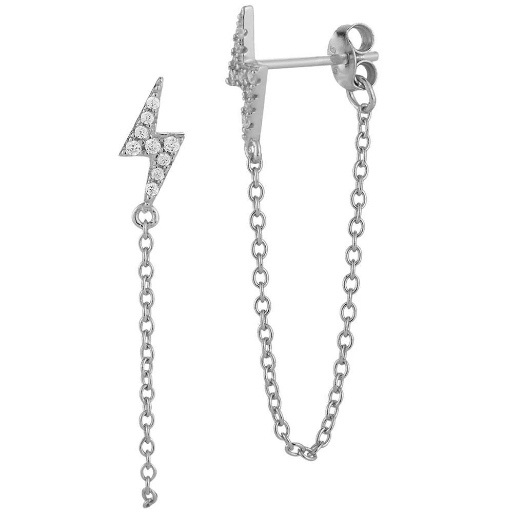 Sunkissed Sterling 14k Gold Over Silver Cubic Zirconia Lightning Drop Earrings, Women's, Silver Tone Product Image