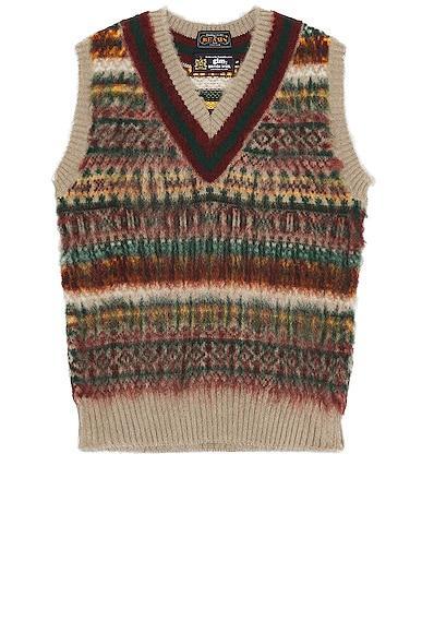 Beams Plus Beams Plus  Gim Cricket Fair Isle Vest British Wool 5g in Brown Product Image